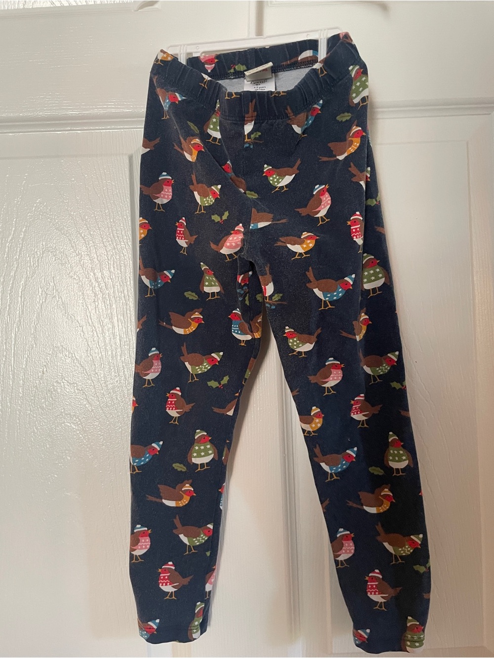 Frugi leggings with winter bird pattern 4-5 years